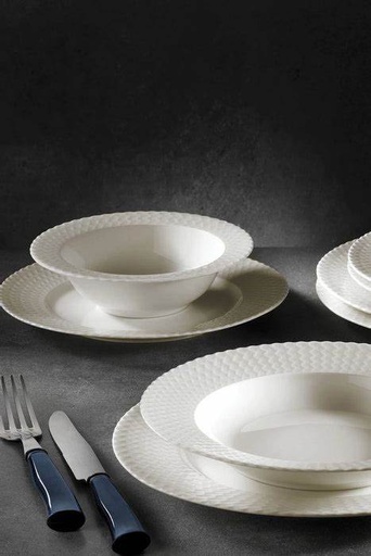 [1002000] Kutahya Porselen 'Polo' Dinner set of 24pcs 'White'