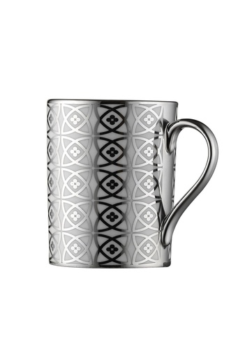 [1002006] Kutahya Porselen 'Forest' Mug, set of 2pcs Geometric Silver Colour