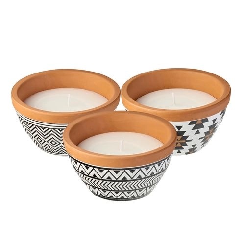 [1002450] Citronella Candle Tribal Bowl Painted-WW1010