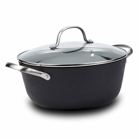 [1003333] Cast iron nonstick casserole "Atlas" with lid and stainless steel handles 24cm