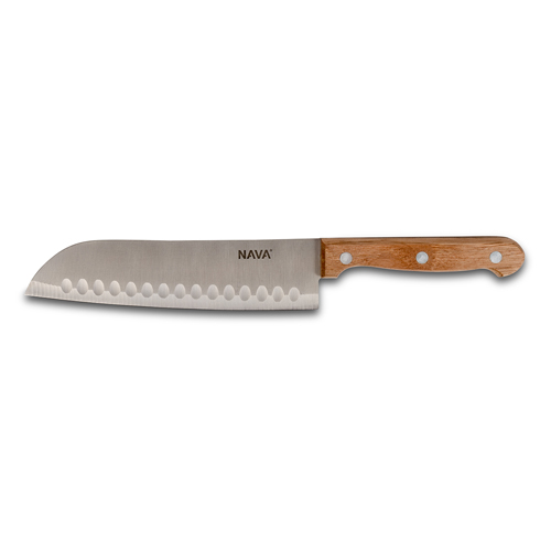 [1003363] Stainless steel Santoku knife "Terrestrial" with wooden handle 29.5cm