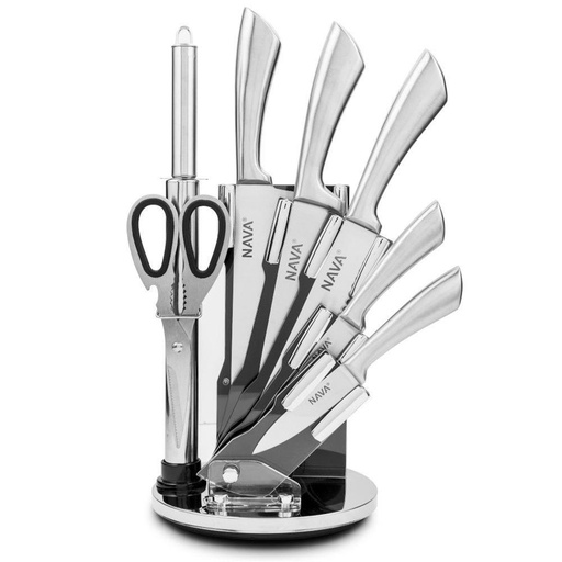 [1003365] Stainless steel knife set of 8pcs on acrylic stand