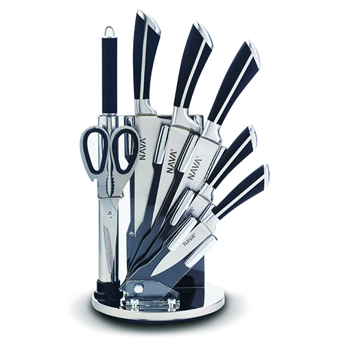 [1003366] Stainless steel knife set of 8pcs on acrylic stand