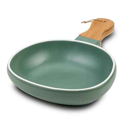 [1003419] Porcelain plate "Terrestrial" with bamboo handle 31.5cm