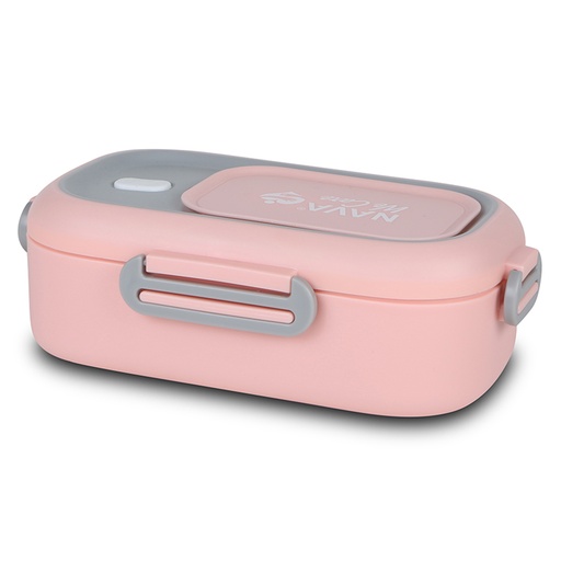 [1003442] Rectangular stainless steel lunch box "We Care", pink 800ml