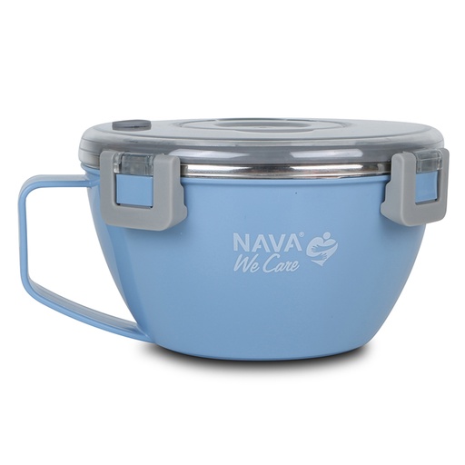 [1003447] Round stainless steel insulated lunch box "We Care", blue 850ml