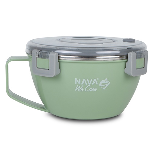 [1003448] Round stainless steel insulated lunch box "We Care", green 850ml