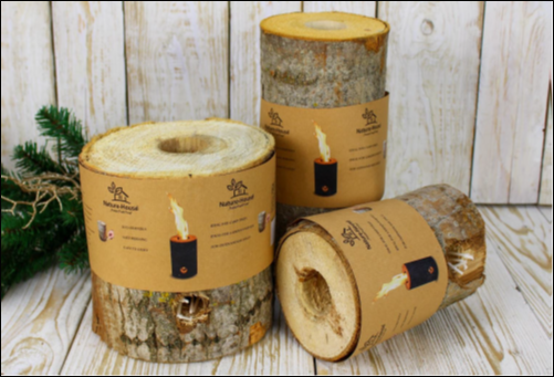 [1003688] WOOD TORCH WITH NATURE WAX OUTDOOR 15X18CM VIKING WOOD TORCH +/- 60min