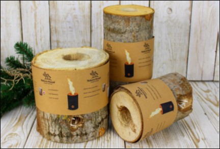 [1003690] WOOD TORCH WITH NATURE WAX-OUTDOOR 18X28CM VIKING WOOD TORCH +/- 105min