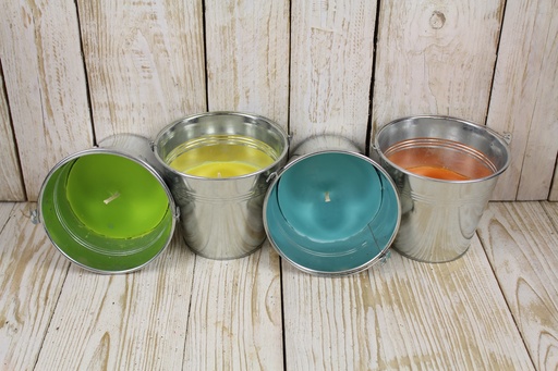 [1003692] CITRONELLA FILLED ZINC BUCKET OUTDOOR 14X13CM 25Hrs