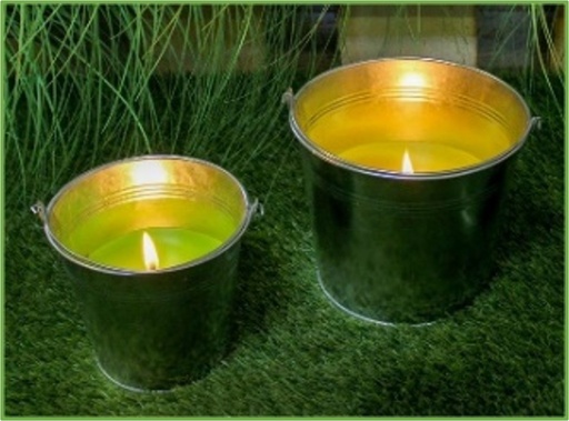 [1003693] CITRONELLA FILLED ZINC BUCKET-OUTDOOR 18X15CM 55Hrs