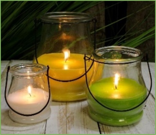 [1003694] CITRONELLA FILLED HANGING GLASS 12X12,5 CM IN/OUT 45 Hrs