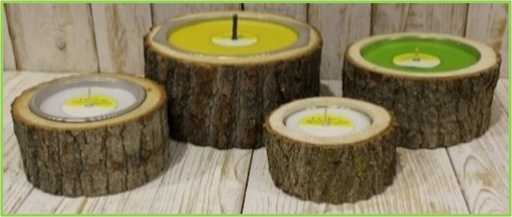 [1003699] CITRONELLA CLASSIC WOOD HOLDER W/ TIN REFILL OUTDOOR 16X7,5CM 12Hrs