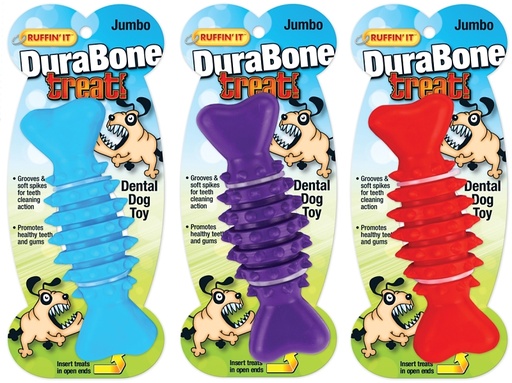 [1003846] Ruffin'It 80602 Dog Toy, Jumbo, Durabone, Blue/Purple/Red