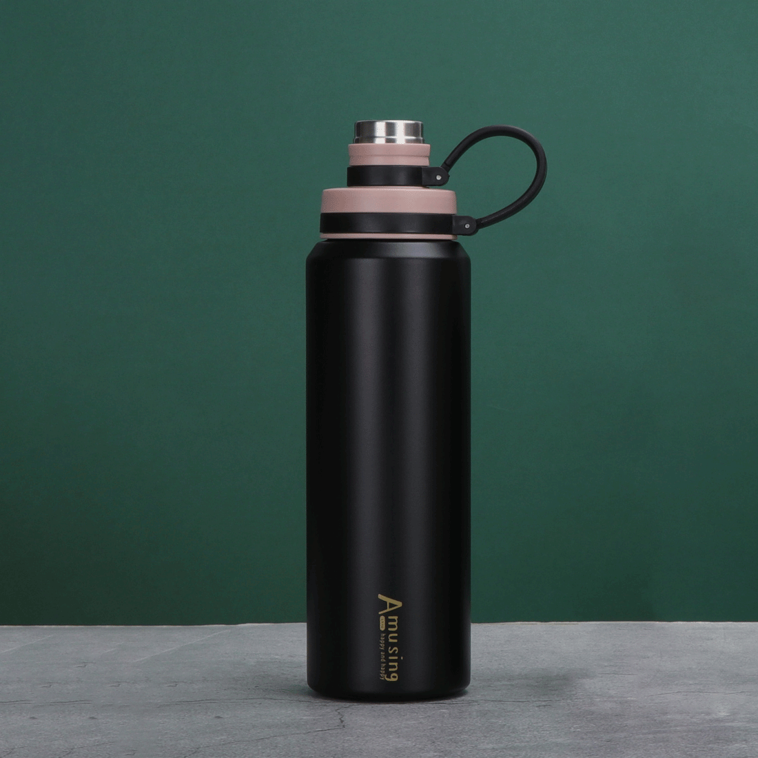[1004149] Coffee and Water Bottle Stainless Steel 600ML SSB-004-Black