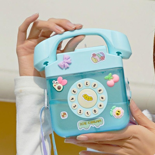 [1004201] Kids Water Plastic Bottle Telphone 400ML MIN-007-Blue