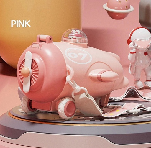 [1004208] Kids Water Plastic Bottle plane 400ML MIN-008-Pink