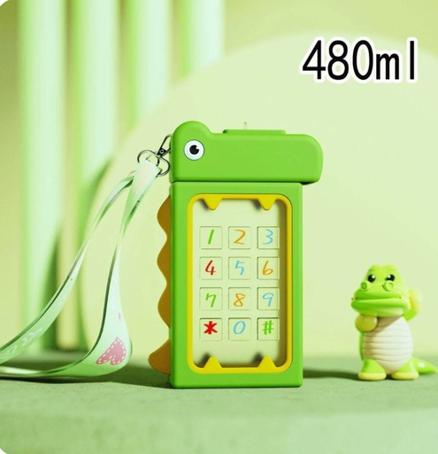 [1004211] Kids Water Plastic Bottle Telphone 400ML MIN-009-Green