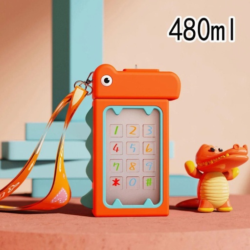 [1004212] Kids Water Plastic Bottle Telphone 400ML MIN-009-Orange