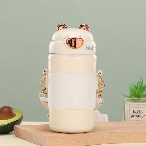 [1004216] Kids Water Bottle Stainless Steel 400ML MIN-023-White