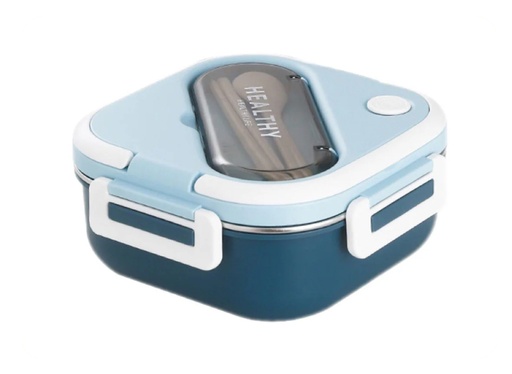 [1004228] Lunch Box Stainless Steel with Cutlery set Mix Colors LBS-012-Blue