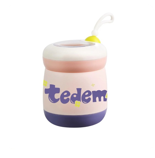 [1004232] Lunch Box Stainless Steel with Spoon Mix Colors LBS-016-Pink