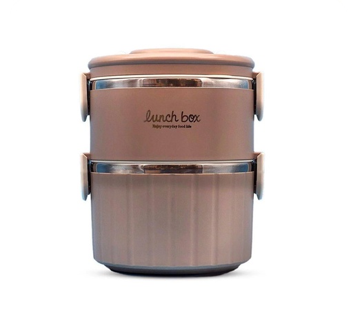 [1004233] Lunch Box Stainless Steel two levels Mix Colors LBS-021-Gray