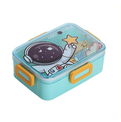 [1004240] Kids Lunch Box Plastic with Spoon Mix Colors LBP-006-Astronaut