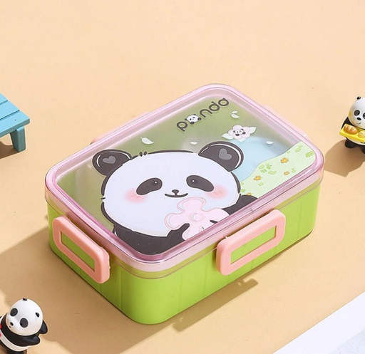 [1004242] Kids Lunch Box Plastic with Spoon Mix Colors LBP-006-Panda