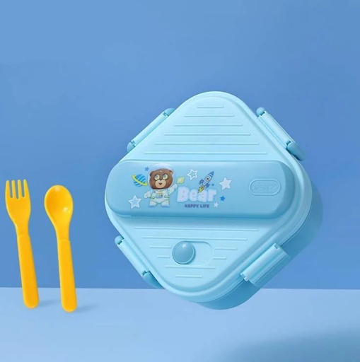 [1004244] Lunch Box Plastic with Spoon Mix Colors LBP-007-Bear