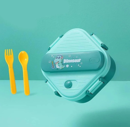 [1004245] Lunch Box Plastic with Spoon Mix Colors LBP-007-Dinosaur